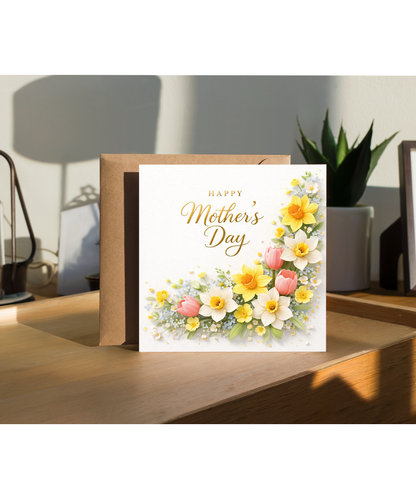 Happy Mothers Day Card Beautiful Spring Blooms with Dimensional Effect