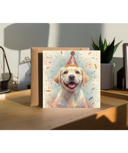 Labrador dog party hat birthday celebrations