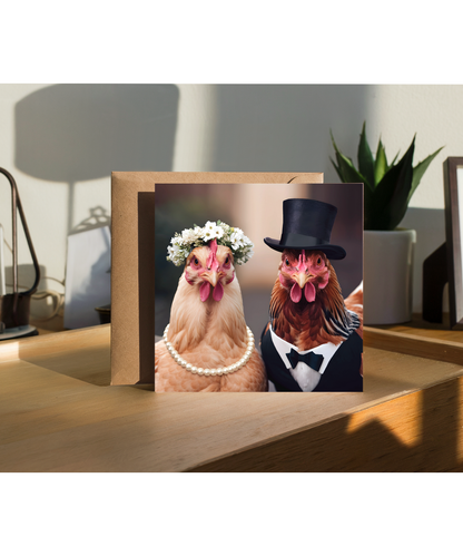 funny chicken bride and groom