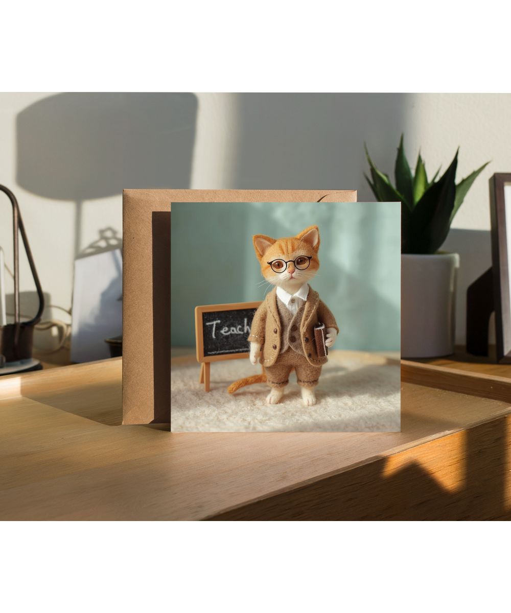 2D felt style cat teacher