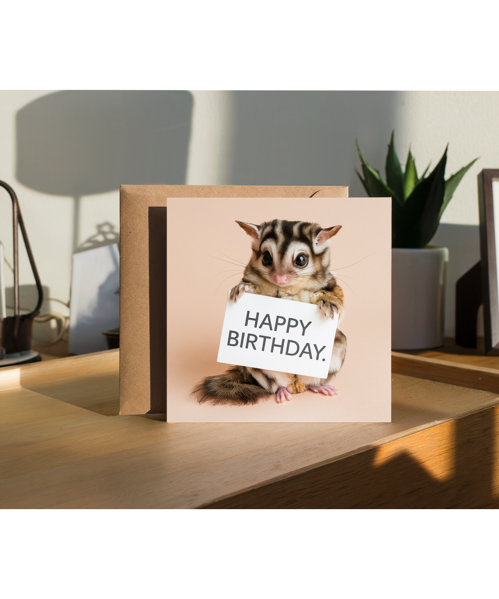 Happy Birthday card sugar glider cute