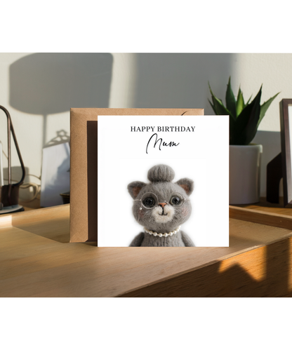 2D felt Style birthday cat mum