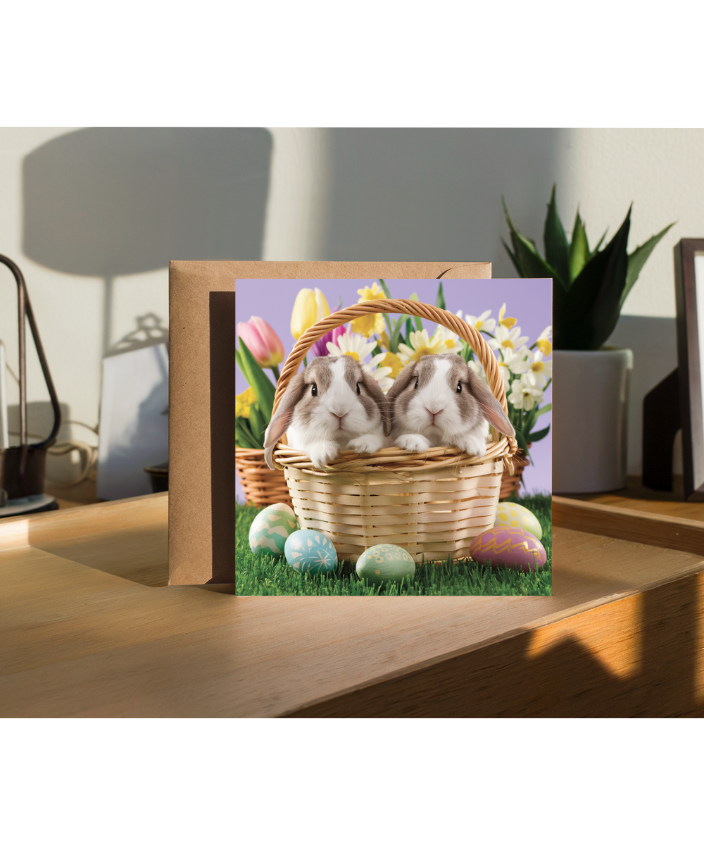 adorable bunnies in easter basket