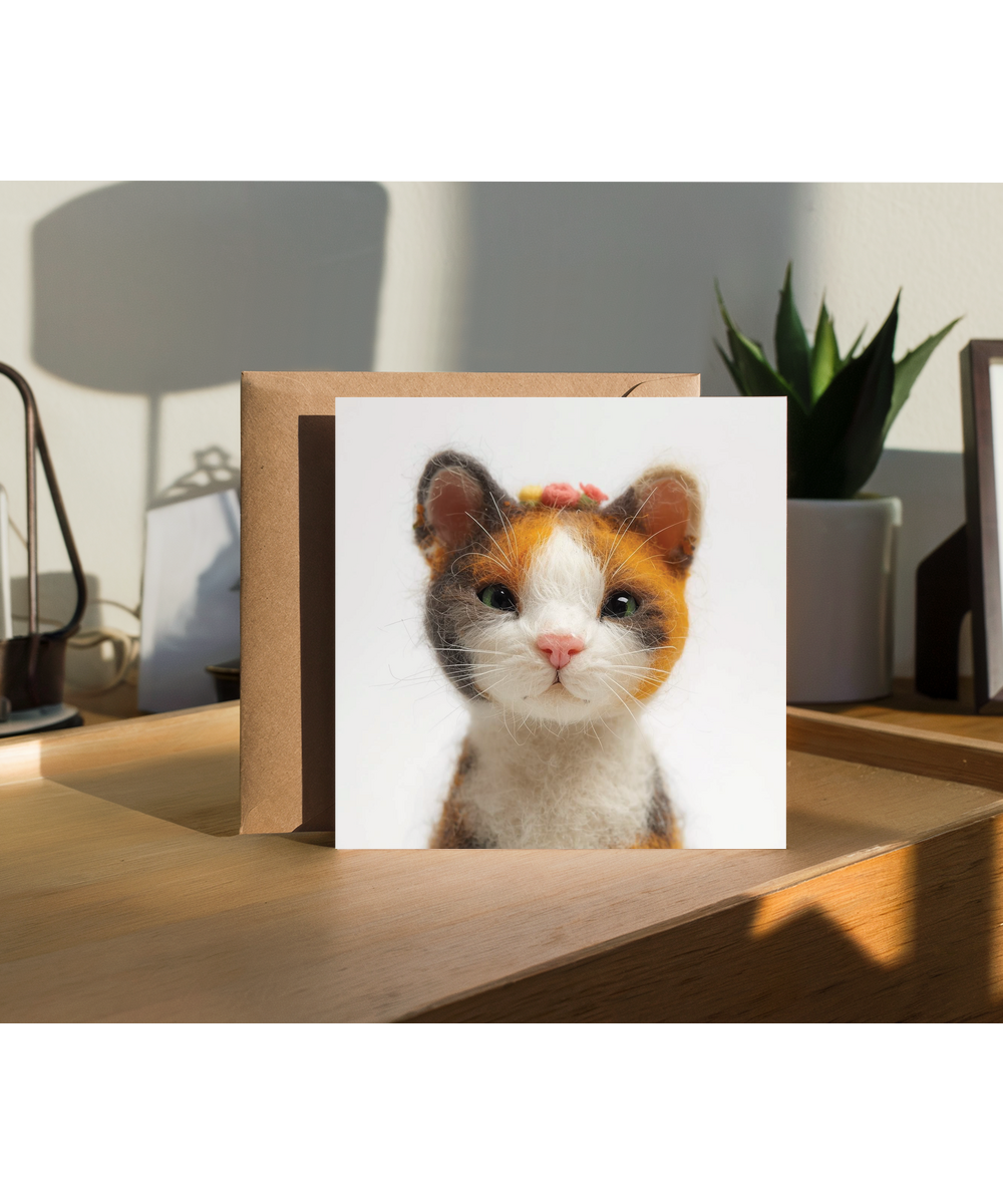 2D felt style calico with flower headband