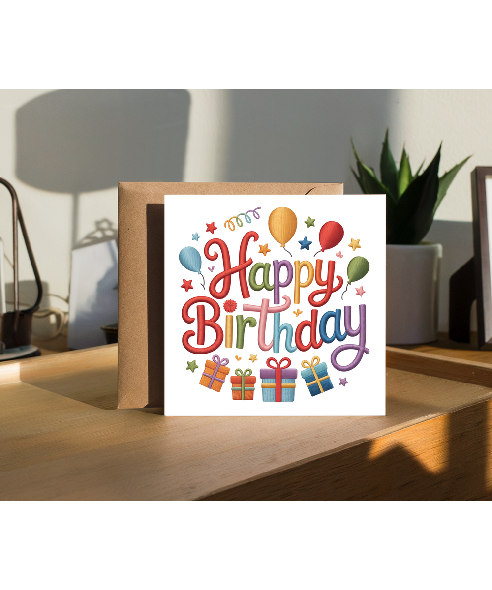 Embroidered style Happy birthday