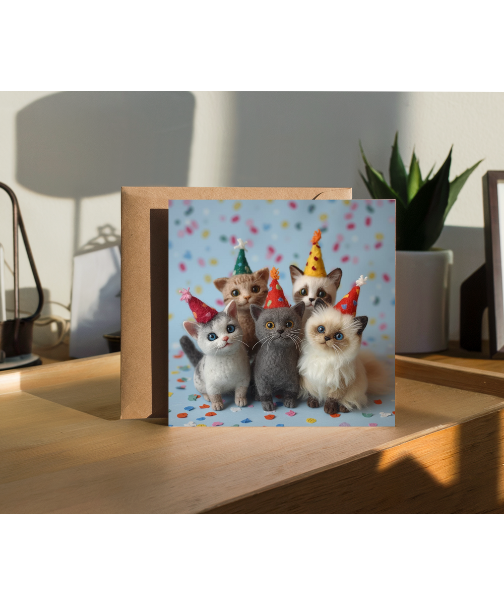 2D Felt Style Birthday party cats