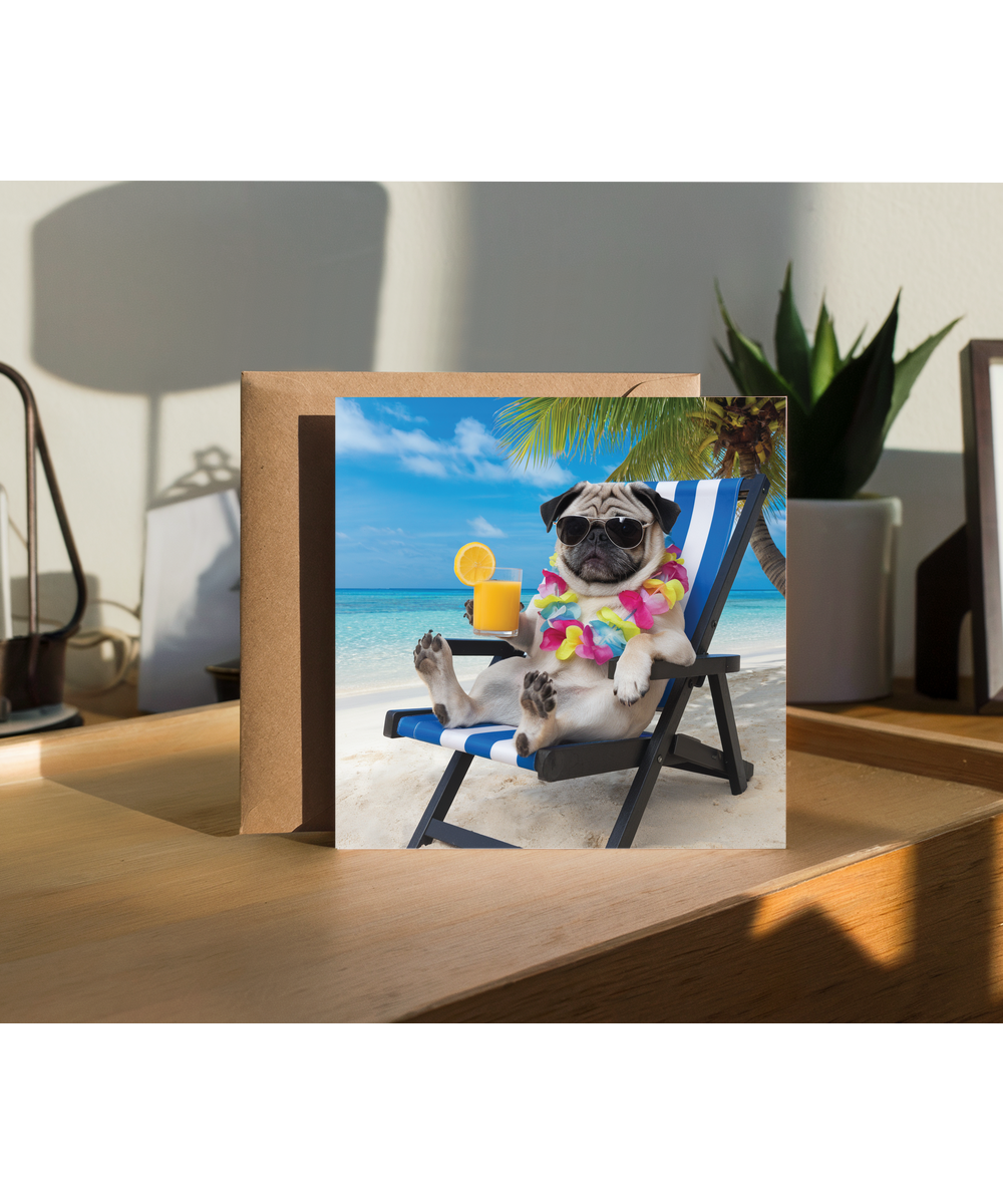 pug on the beach