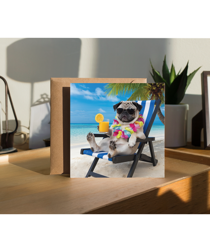 pug on the beach