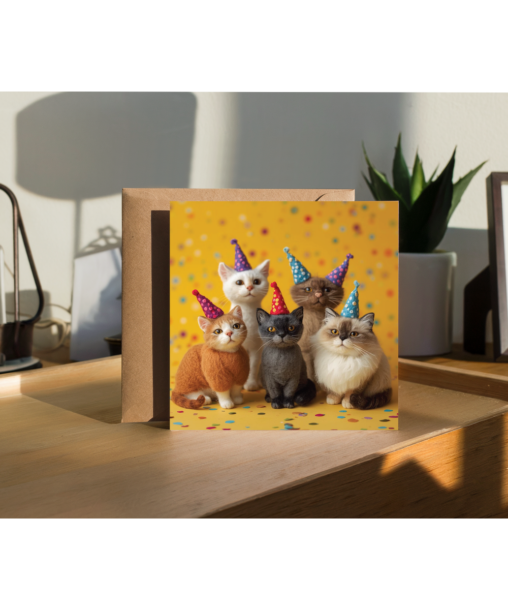 2D felt style Birthday party cats