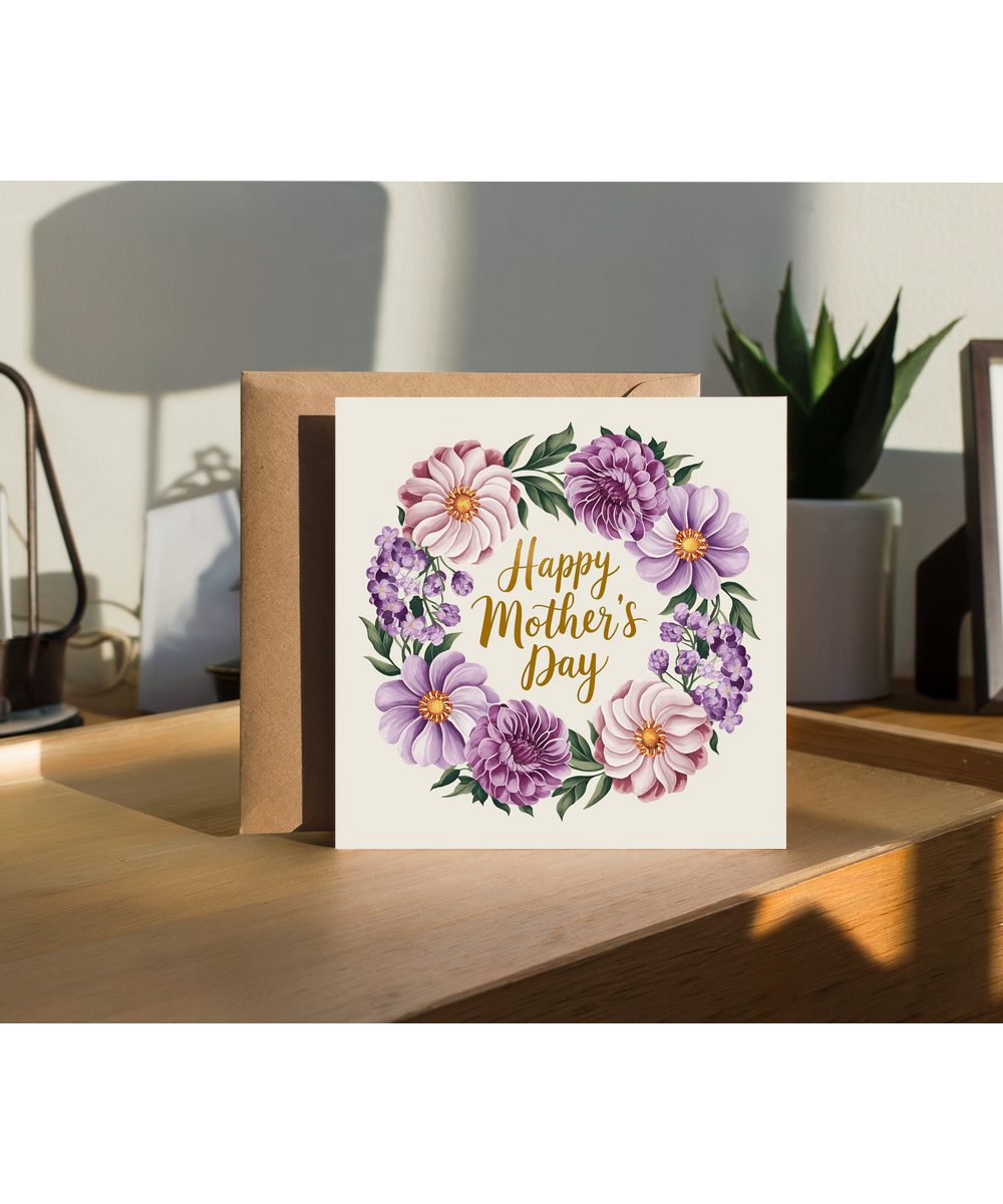 Happy Mother’s Day Card painted floral design for Mum