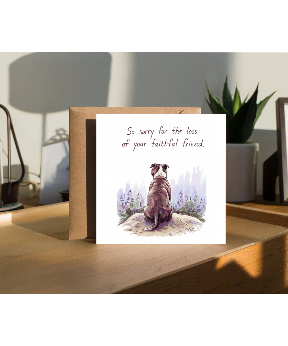 Sympathy Card for the Loss of a Pet Dog Faithful Friend Staffordshire Bull Terrier