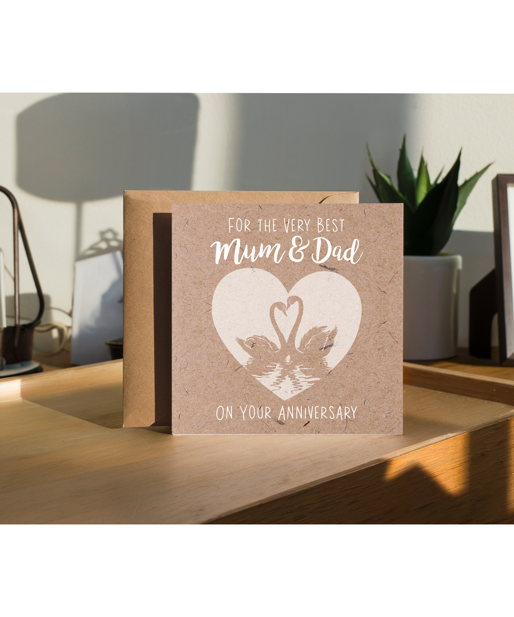 Happy Anniversary Card for the Very Best Mum and Dad Swan Design