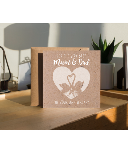 Happy Anniversary Card for the Very Best Mum and Dad Swan Design