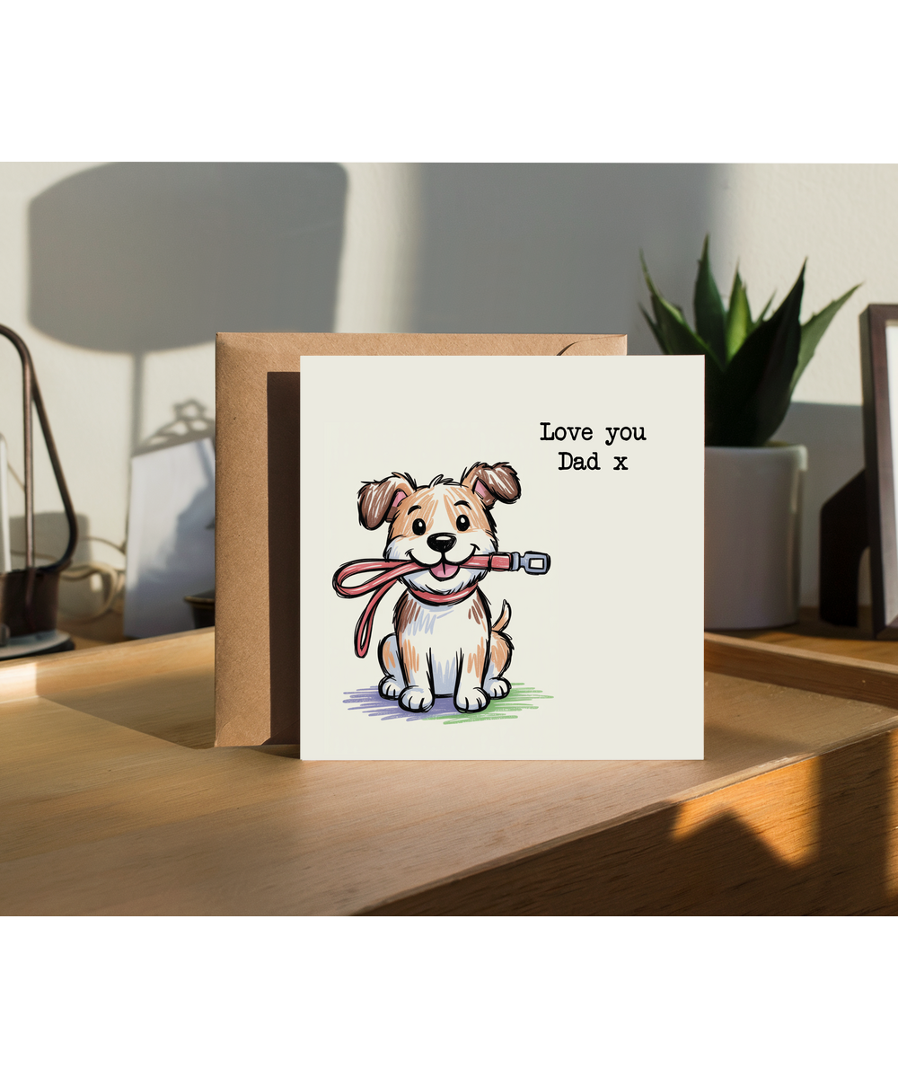 Father's Day Hand drawn dog lead love you dad x