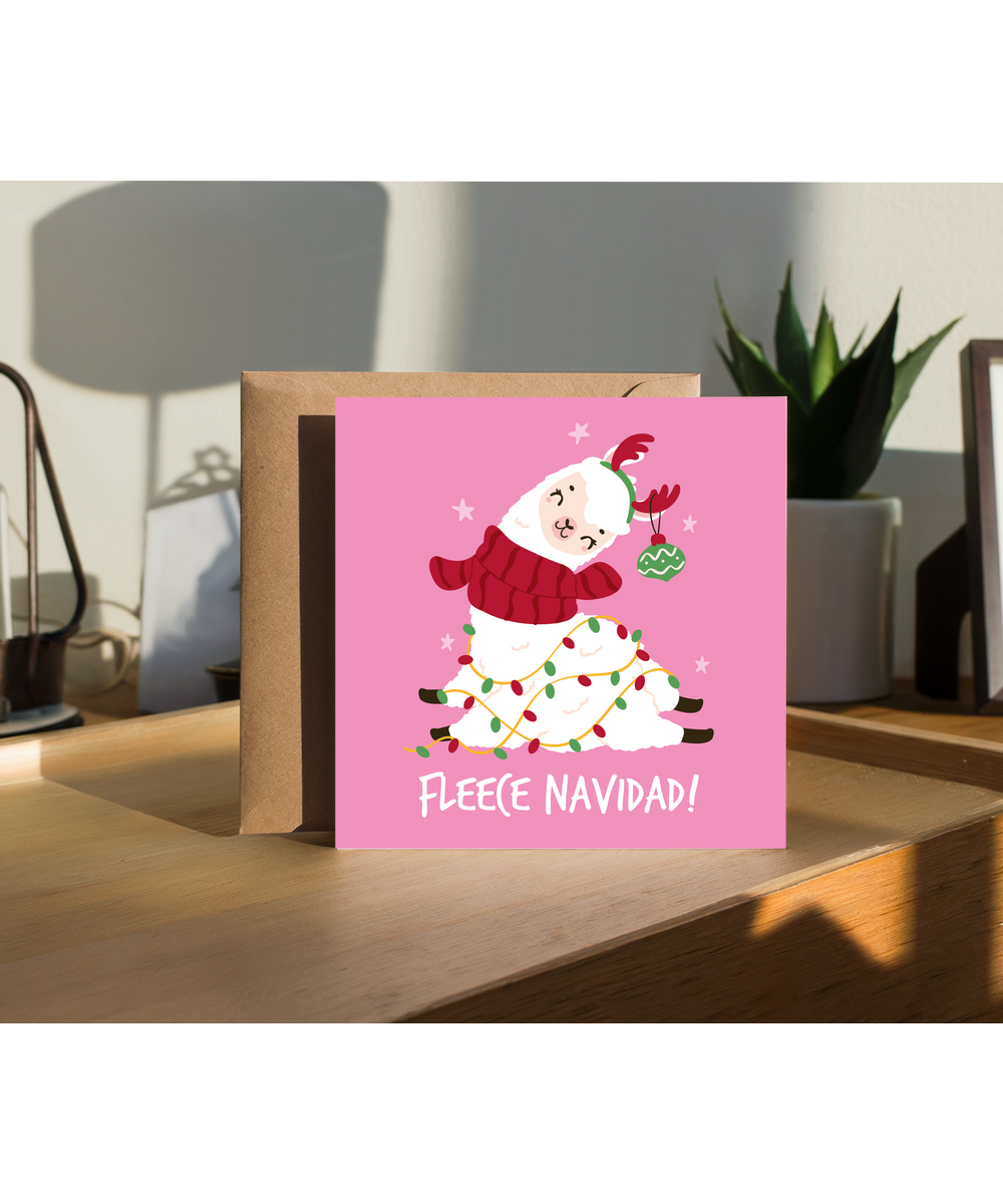 Funny Christmas Card with Lama Fleece Navidad