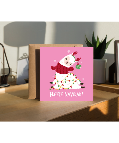 Funny Christmas Card with Lama Fleece Navidad