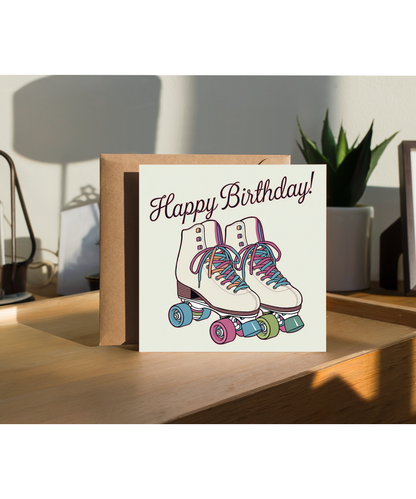 Happy Birthday Card Roller Skates