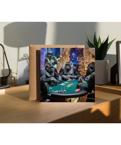 Gorillas playing poker