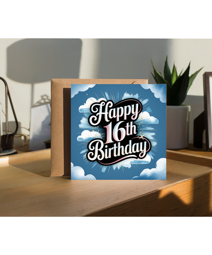 Happy 16th Birthday Card for son boy pastel blue