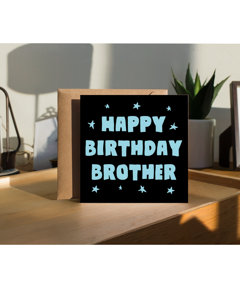 Happy Birthday Card for Brother with Blue Stars