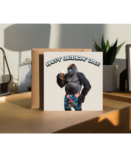 Gorilla swim shorts  sunglasses happy birthday dad