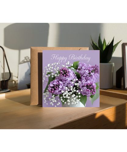 Happy Birthday Card for women Bouquet of lilacs