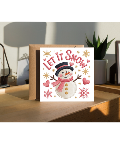 Embroidered style let it snow christmas snowman