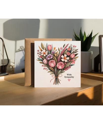 sympathy card, watercolor floral heart