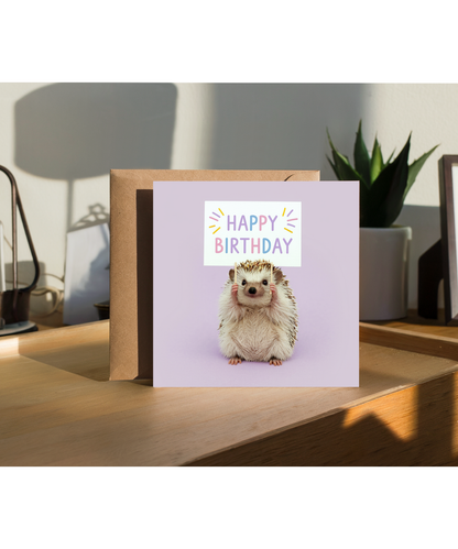 Happy Birthday card hedgehog cute for her pastel colour