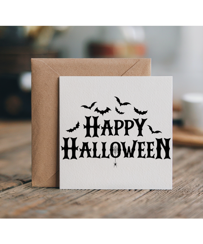 Happy Halloween Spooky Bats and Spider Webs