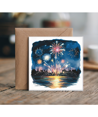 Fireworks Over City Landscape