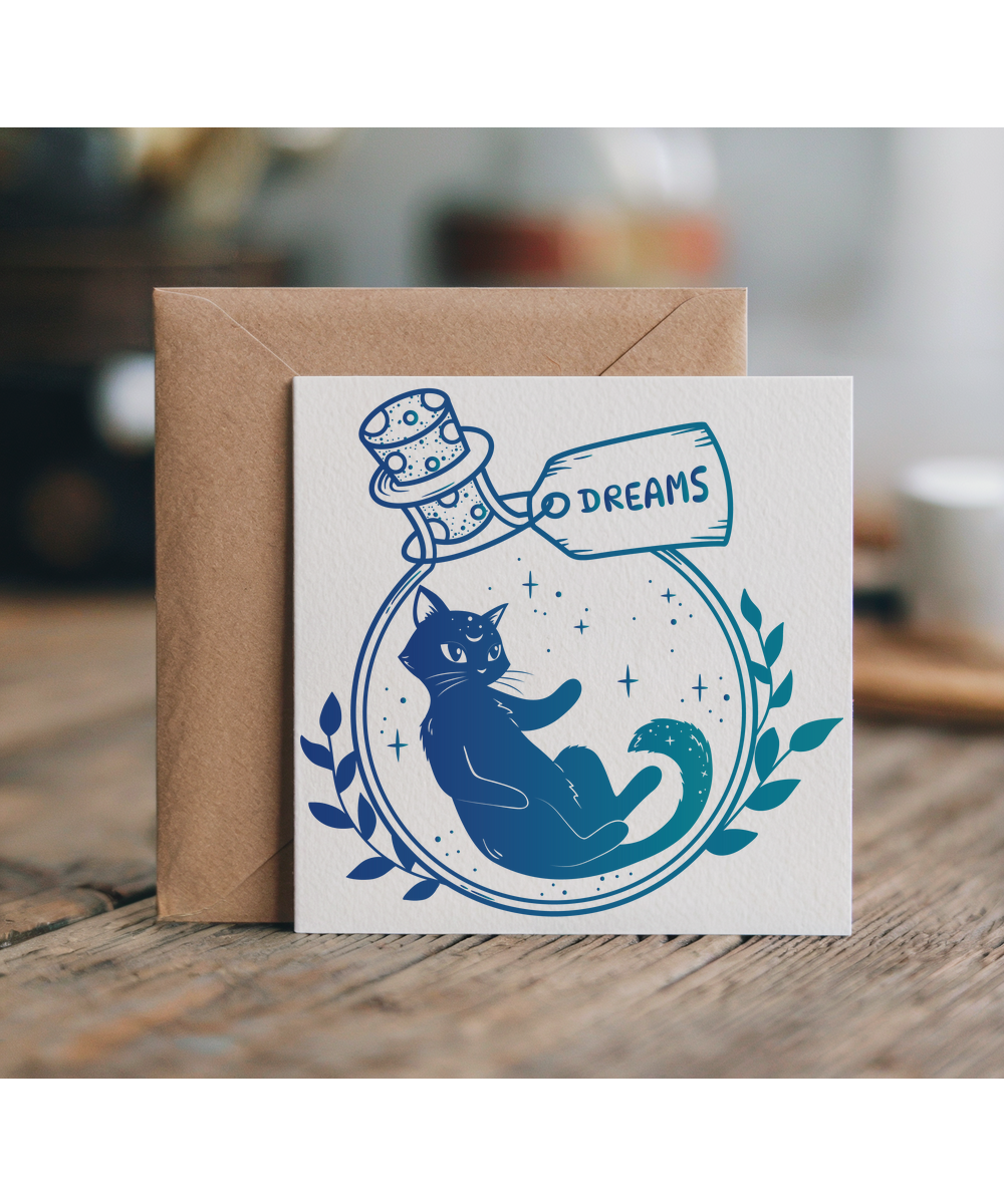 Enchanted Cat in a Dream Bottle Celestial Fantasy