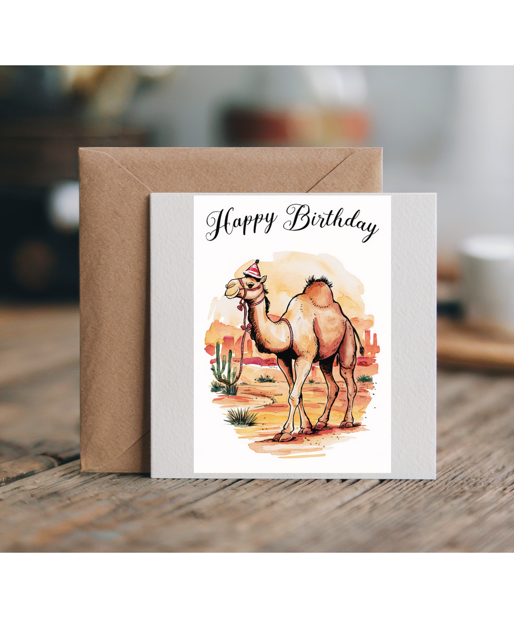 Happy Birthday camel watercolour