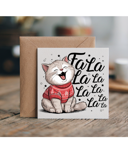 Christmas cat singing fa la la la