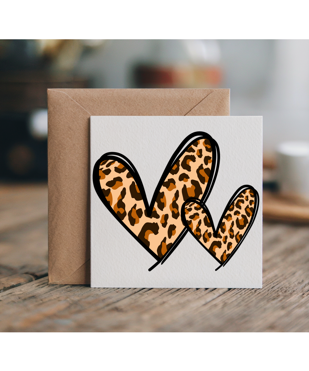 Brown Leopard Print Hearts Wild Animal Safari Chic