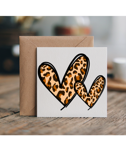 Brown Leopard Print Hearts Wild Animal Safari Chic