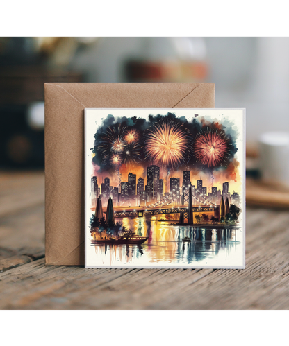 Fireworks City Lights Landscape