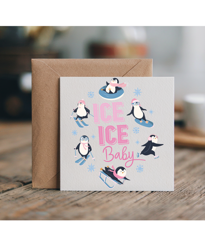 Fun Christmas Penguins Playing on Ice Baby