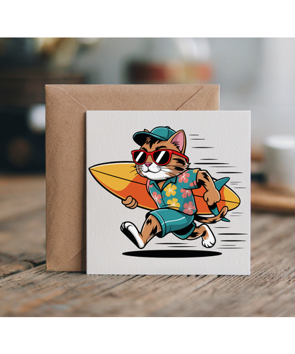 Cool Surfer Dad Cat Running