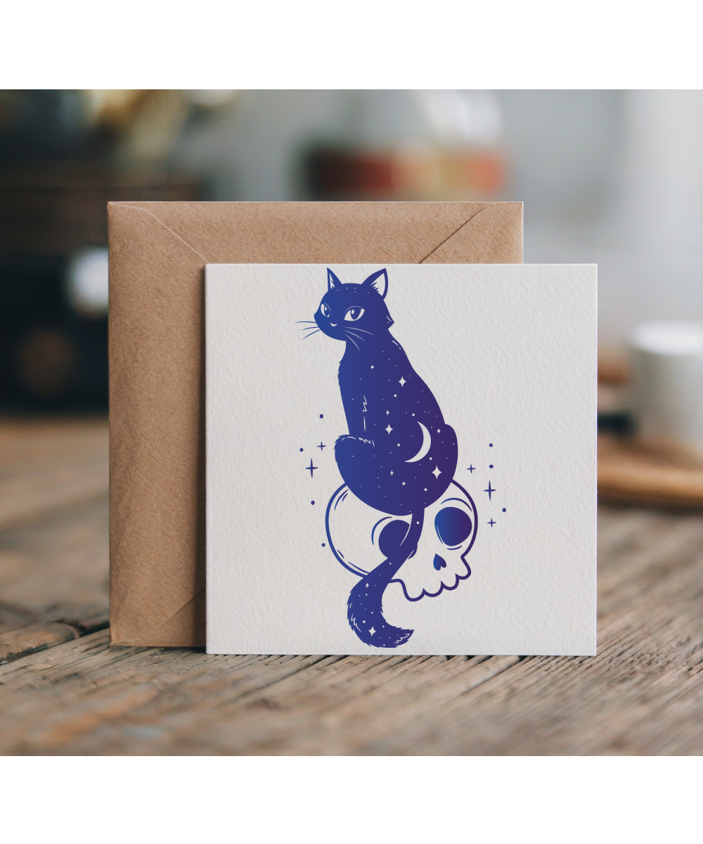 Enchanted Skull Cat Mystical Cosmic Dream Fantasy