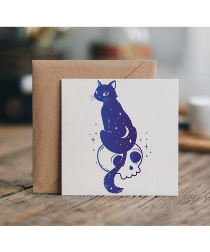 Enchanted Skull Cat Mystical Cosmic Dream Fantasy