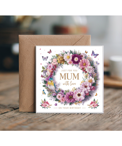 Just For You' Floral Wreath, Butterflies & Blue Tits