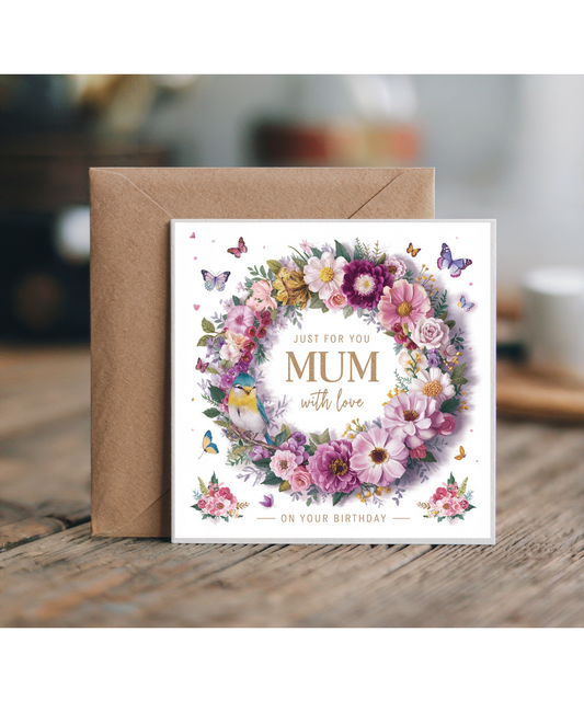 Just For You' Floral Wreath, Butterflies & Blue Tits