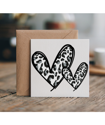 Grey Leopard Print Hearts Wild Animal Safari Chic
