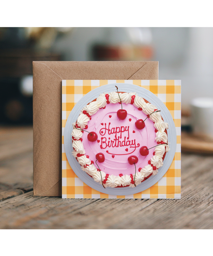 Happy Birthday card cherry cake
