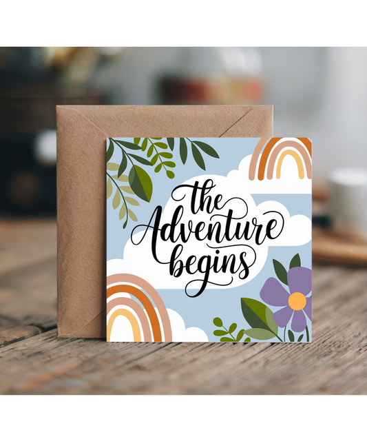 The Adventure Begins New parents Card new baby pastel floral