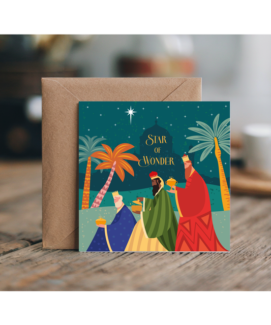 Christian Christmas Card The Star of Wonder and The Three Wise Men