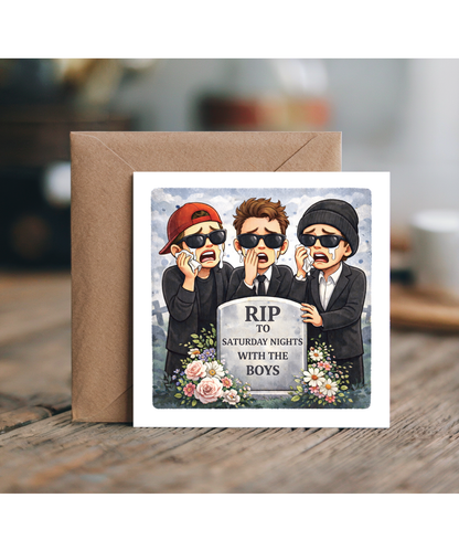 RIP to saturday nights with the boys funny cartoon engagement wedding