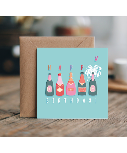 Happy Birthday Card Champagne Celebration