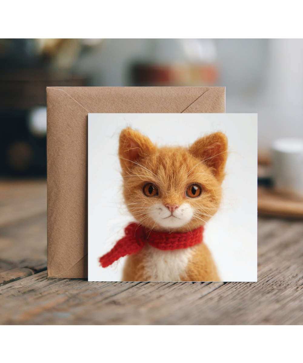 2D felt style ginger cat scarf